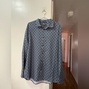 Karl Lagerfeld Black and White Checkered Casual Button Down Shirt